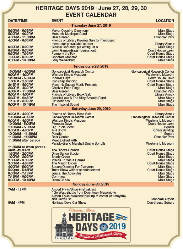 Event Schedule Heritage Days